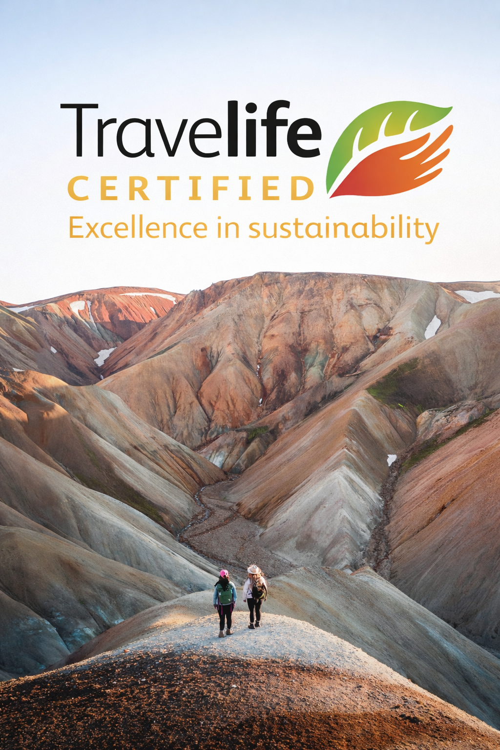 Two women standing in the Landmannalaugar Highlands in Iceland